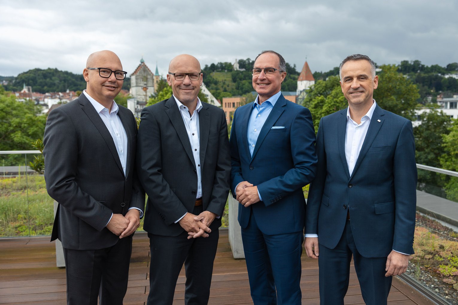 Die vier Vorstände der Volksbank.